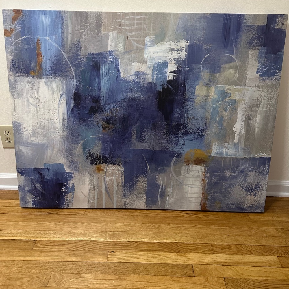 Abstract Blue and Gray Canvas Wall Art